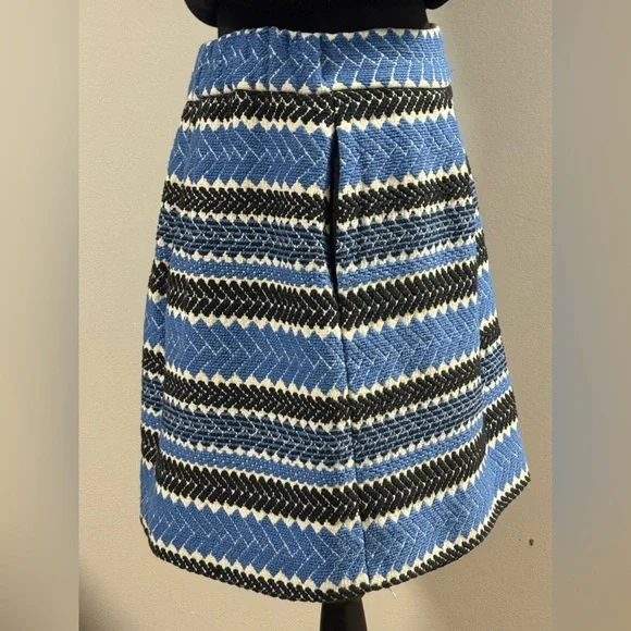 Nomad by Morgan Carper Blue and Black Cotton A-Line Skirt Large - Picture 5 of 7